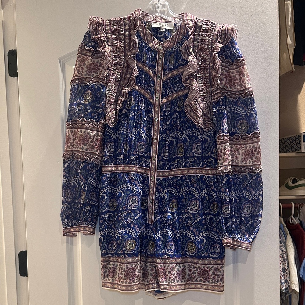 Sea New York Blue and Pink Patterned Dress
